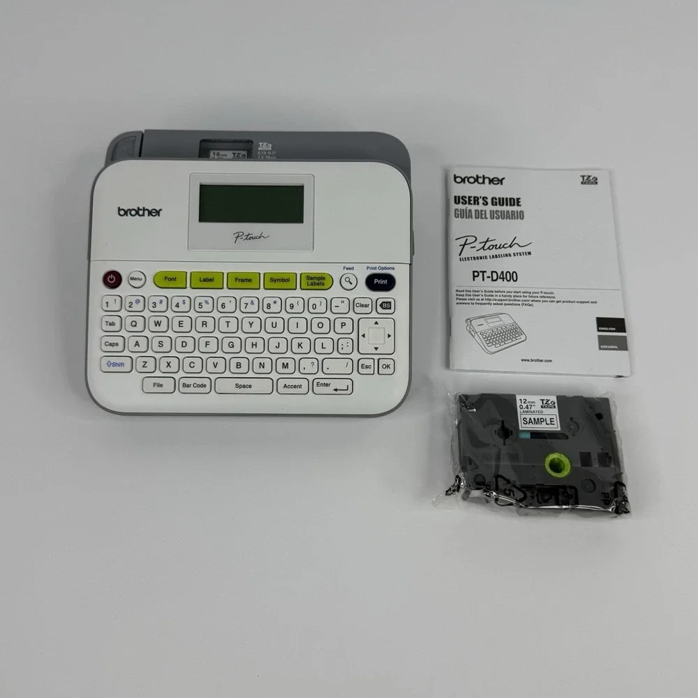 Brother P-Touch Label Maker PT-D400 Gray/White‎ With 12mm Tape Tested Working